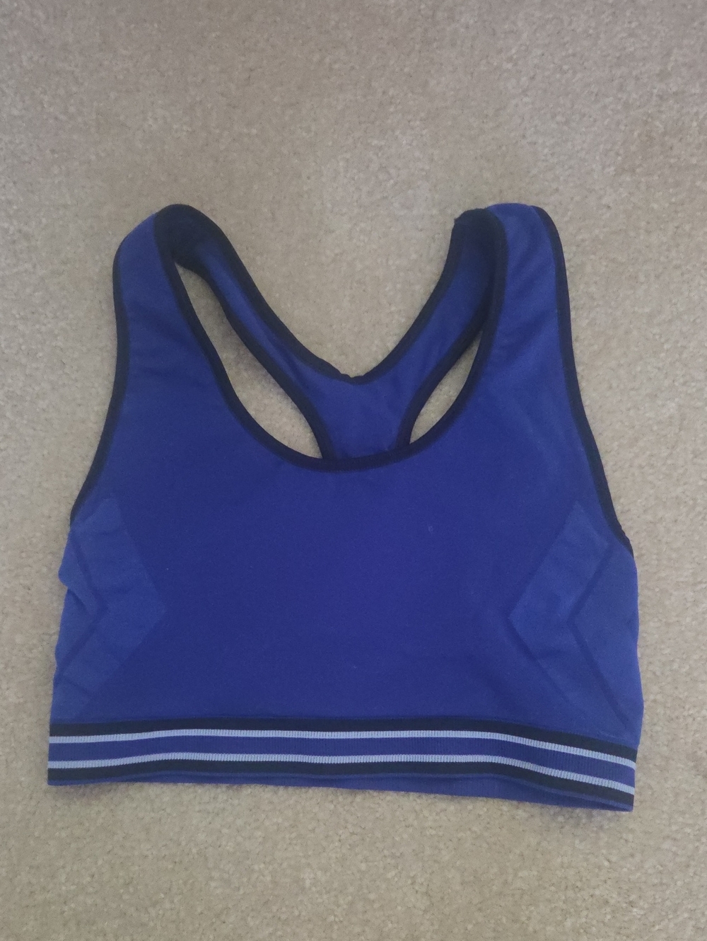 aerie Blue Racerback Sports Bra with Striped Band